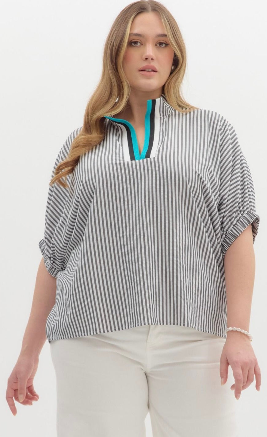 Monochrome Melody Blouse- Curvy
