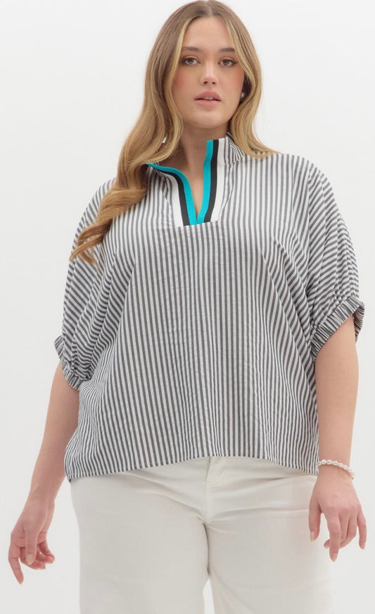 Monochrome Melody Blouse- Curvy