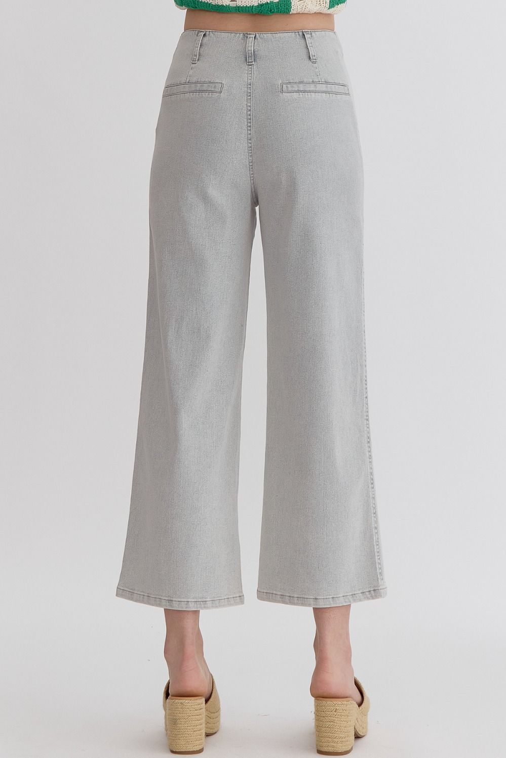 Button-Up High Waisted Wide Leg Pants