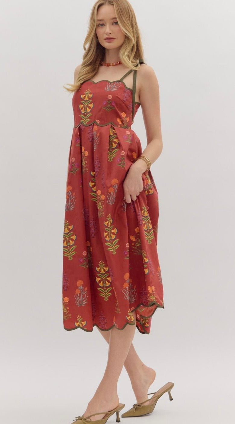 Autumn Bloom Romance Midi Dress