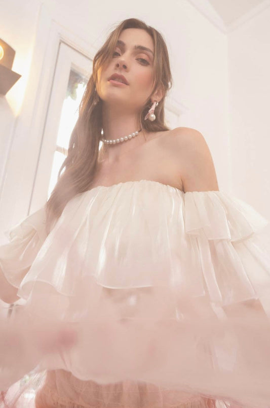 Celestial Flutter Crop Blouse