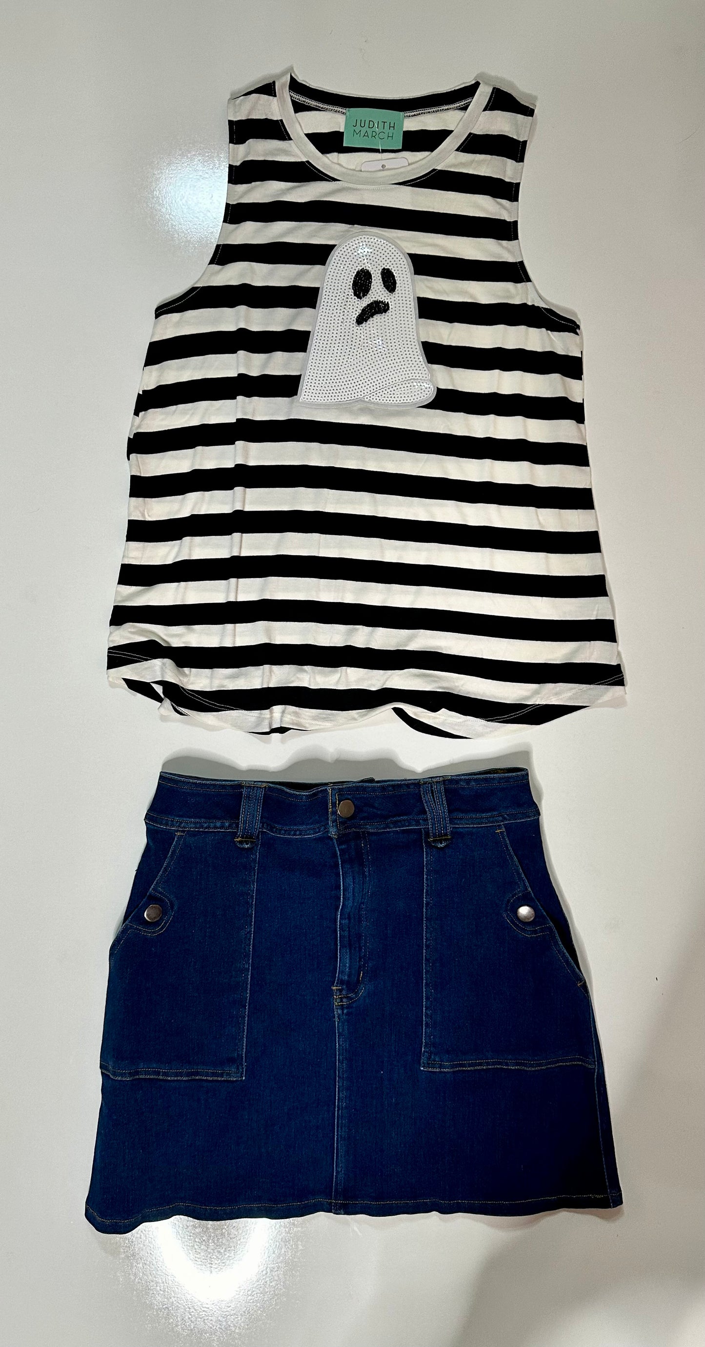 Boo-Ya Black & White Striped Sleeveless Top