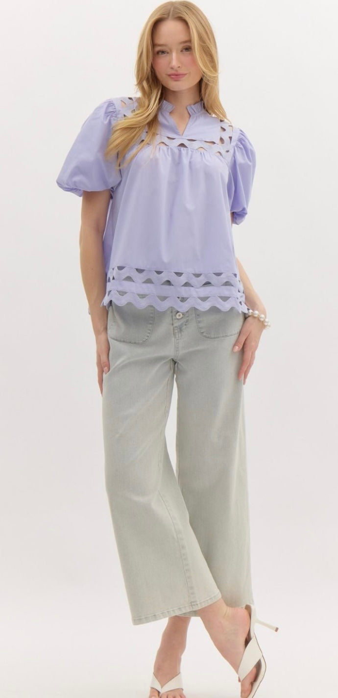 Lavender Lullaby Scalloped Pullover Top
