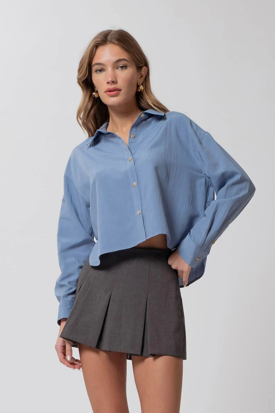 Chic Collar Cropped Long Sleeve