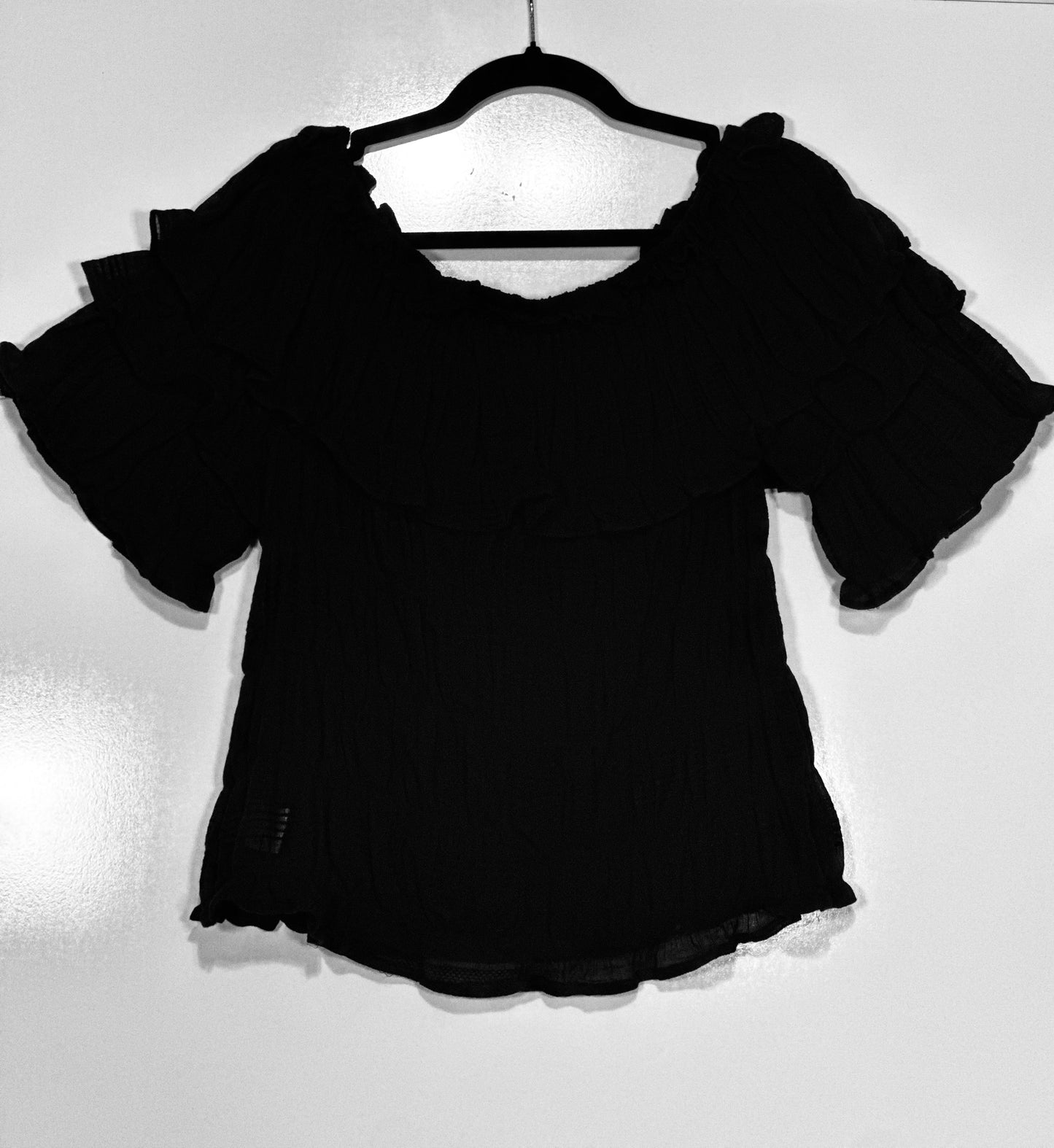 Midnight Ruffle Off-The-Shoulder Top