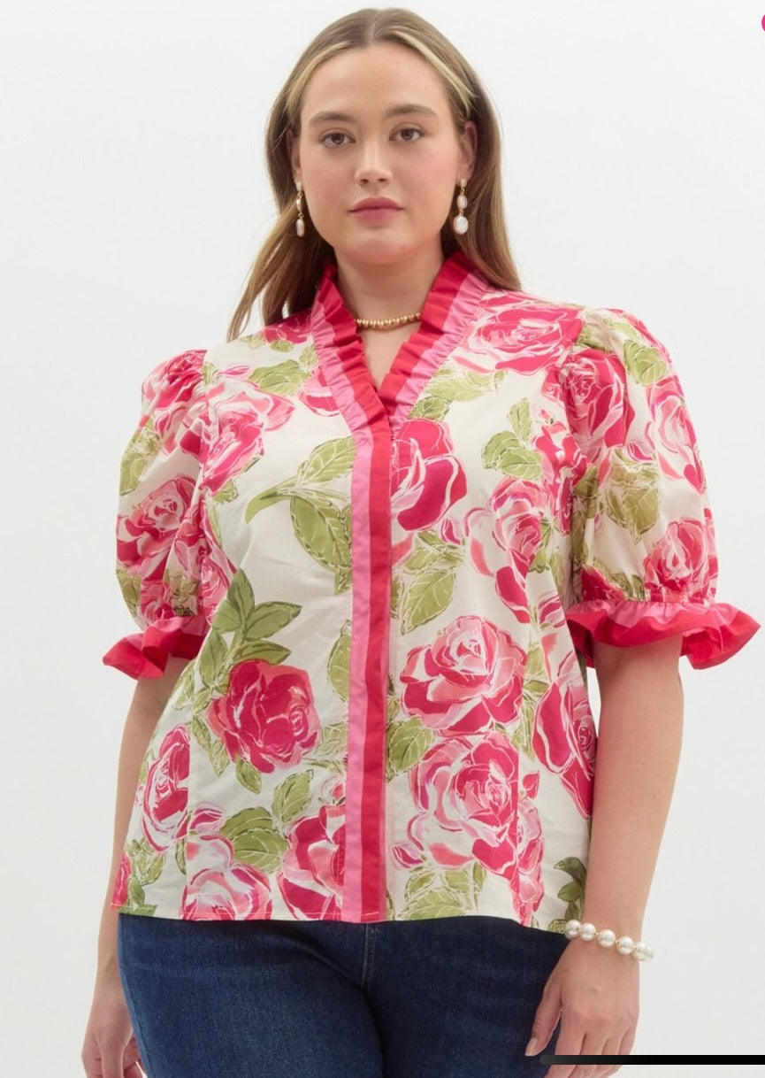 Garden Whimsy Blouse- Curvy