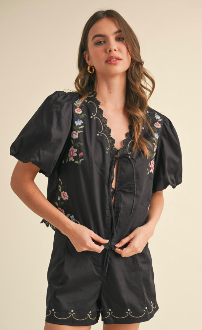 Dewdrop Darling Embroidered Lace Two-Piece Set