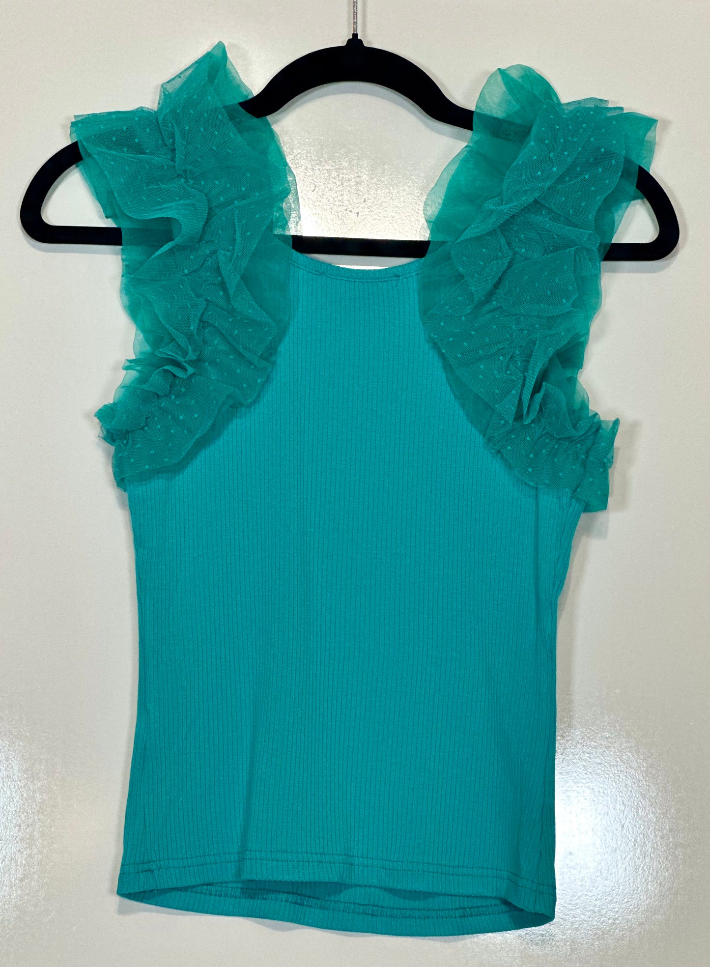 Turquoise Tulle Tank Top