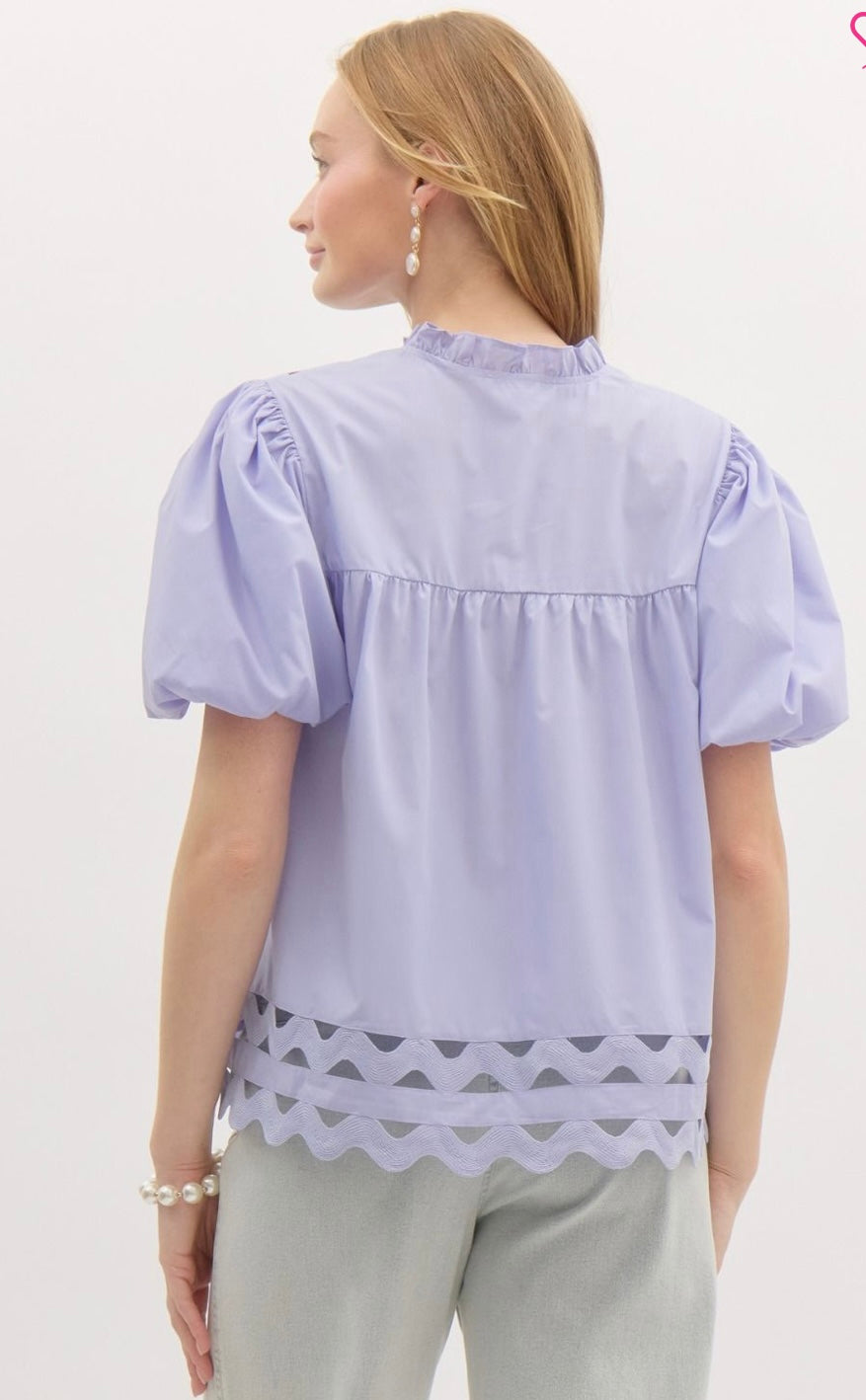 Lavender Lullaby Scalloped Pullover Top