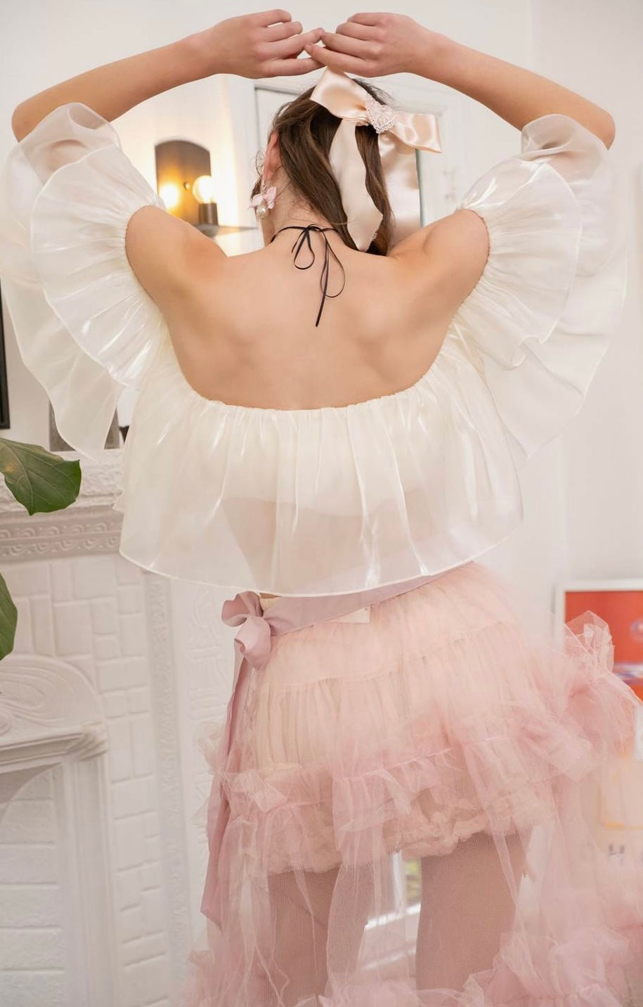 Celestial Flutter Crop Blouse