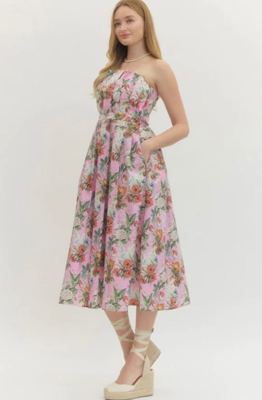 Champagne Garden Soirée Midi Dress