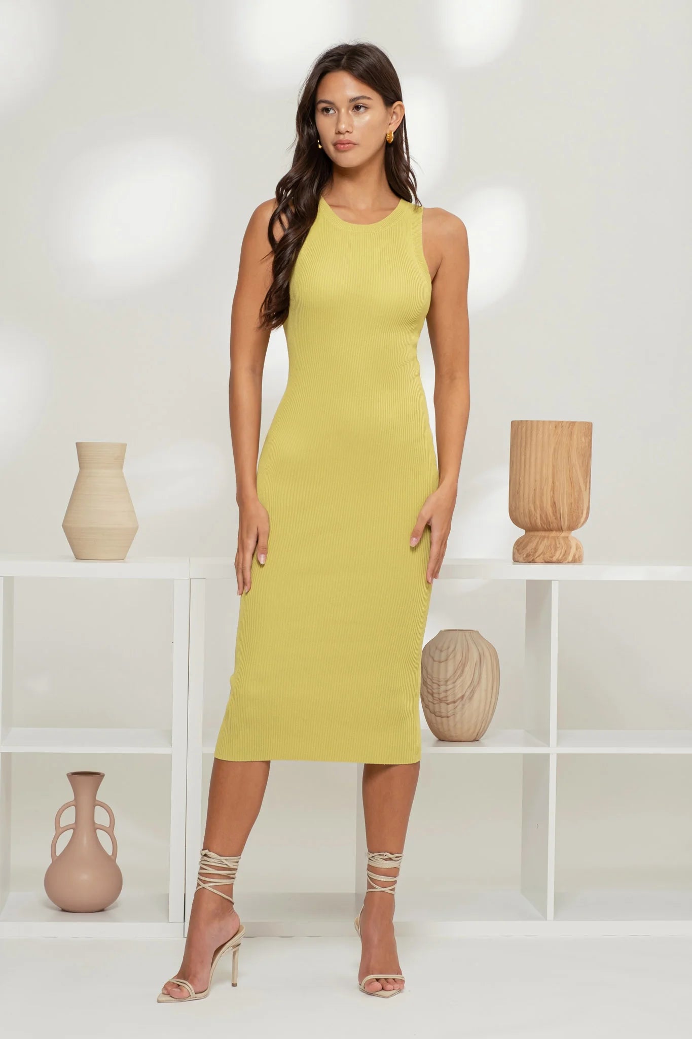 Raeven Ribbed Knit Midi Dress