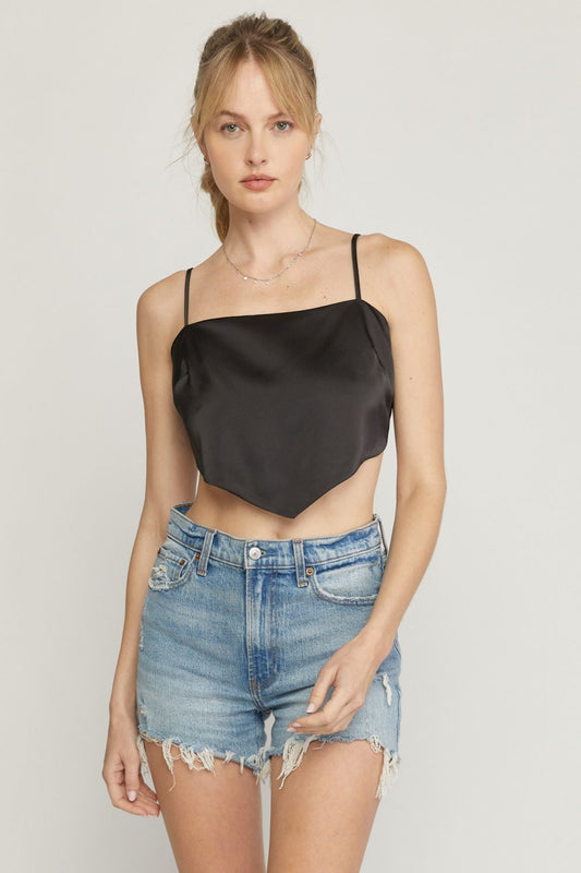 Satin Tie Back Crop Top